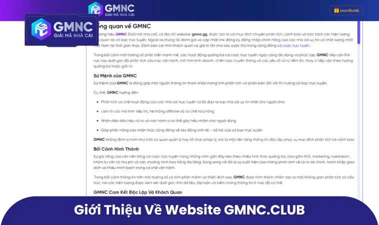 Giới thiệu về website GMNC.VIP